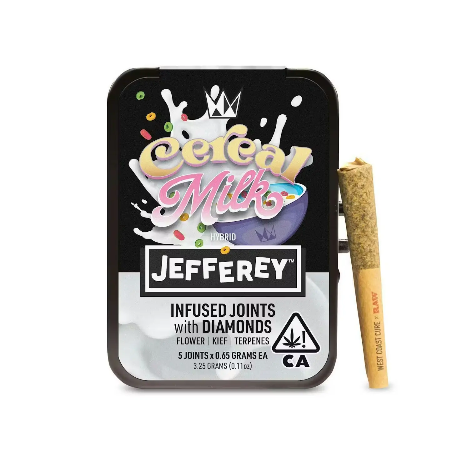 7307c820a65af6a493ae27a3cc6e83cd.webp West Coast Cure WCC, 0.65g Inf. Jefferey Pre-Rolls 5PK (H), Cereal Milk - Image 1